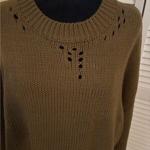 Lumiere Olive/Brown Women's Crew Neck Desress Sweater